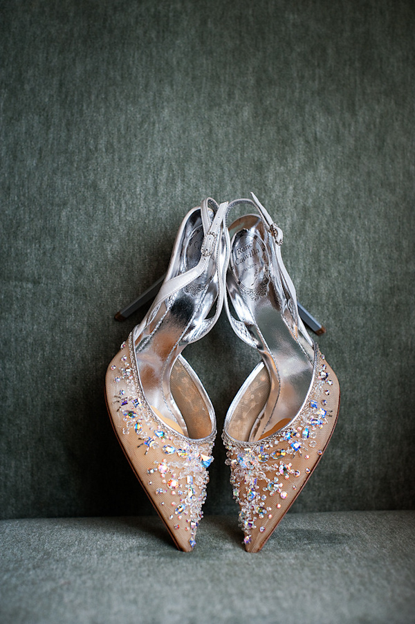 beautiful amber and silver pointed wedding high heels with sequin design - photo by Houston based wedding photographer Adam Nyholt